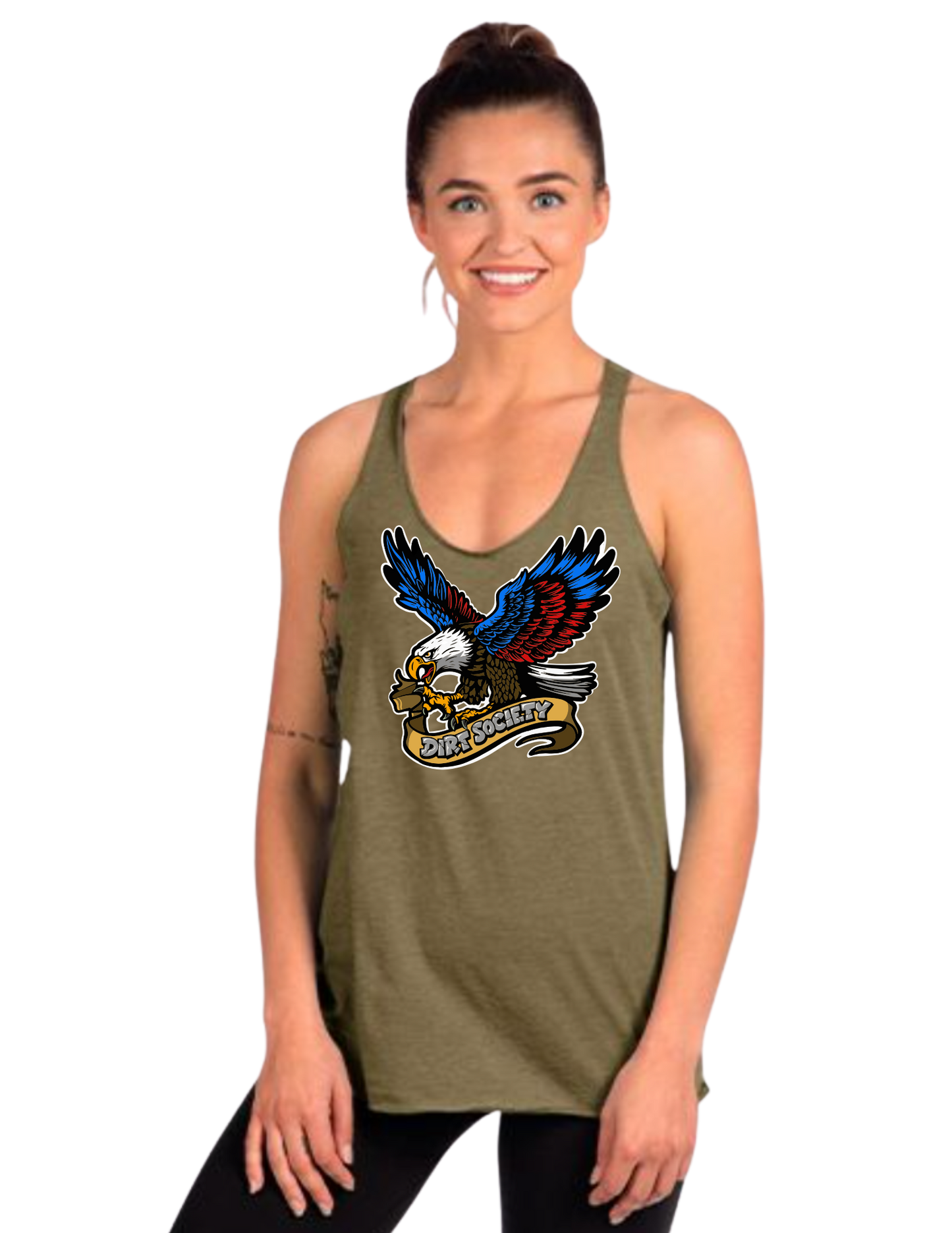 Ladies Triblend Racerback Tank- Eagle